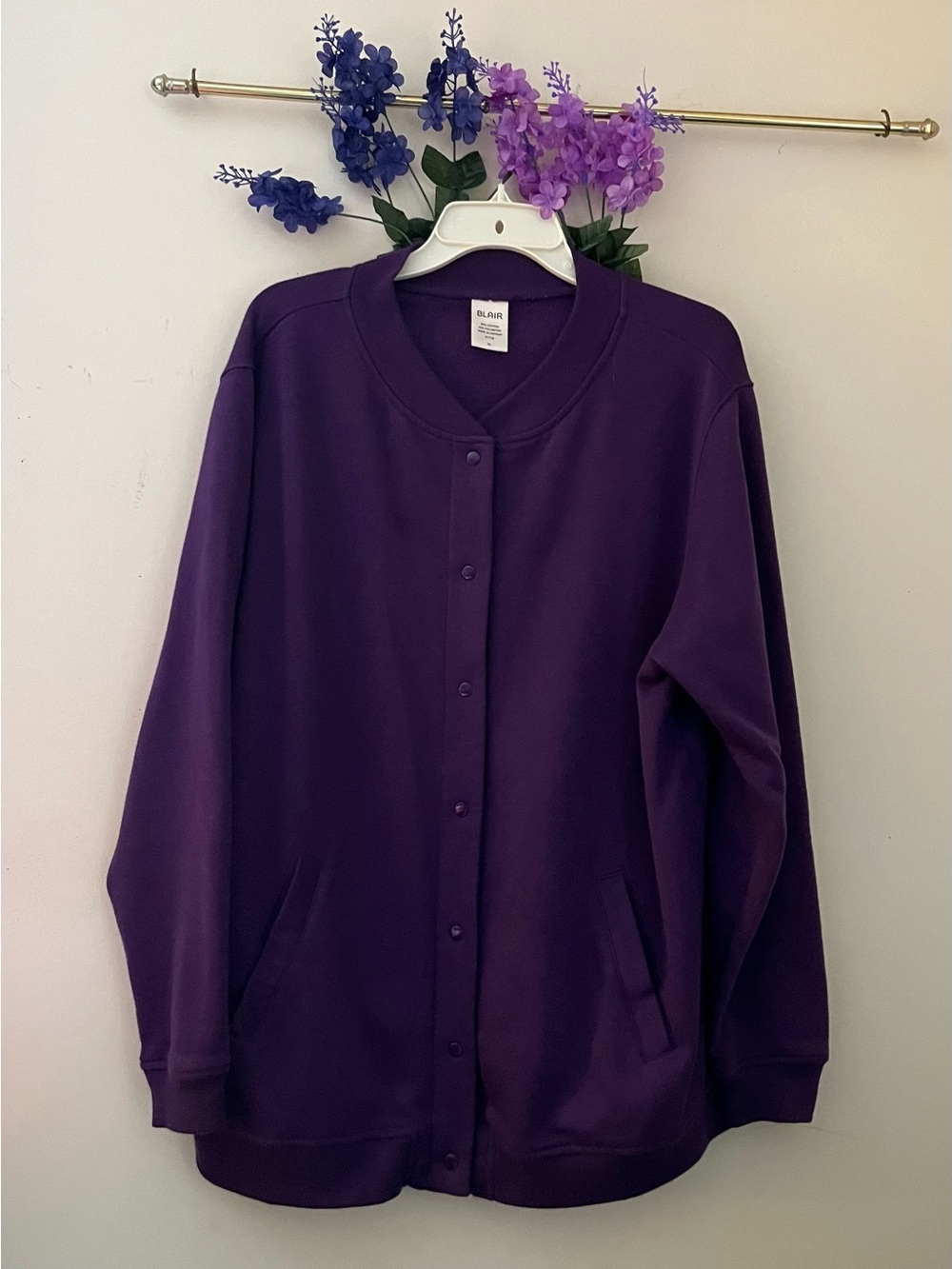 Blair Purple Snap-Front Varsity Jacket